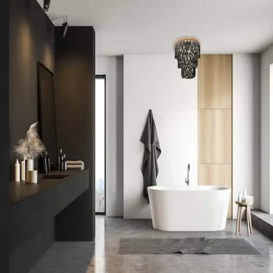 Hello Honey® Dark Gray Wood Bead & Metal Semi-Flush Light {5}