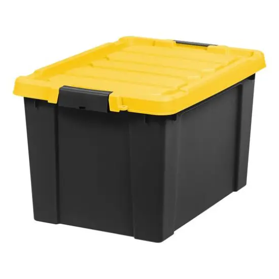 IRIS&reg; 78.5qt. Black Store-It-All Utility Totes with Yellow Buckle Lids, 2ct. {8}