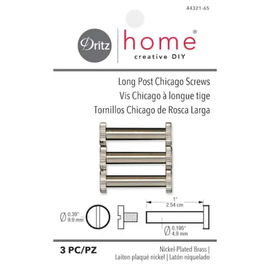 Dritz&reg; Home Nickel Long Post Chicago Screws for Binding, 3ct. {1}
