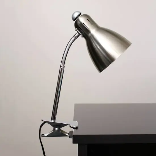Simple Designs&trade; 15.5" Brush Nickel Adjustable Clip Light Desk Lamp {4}