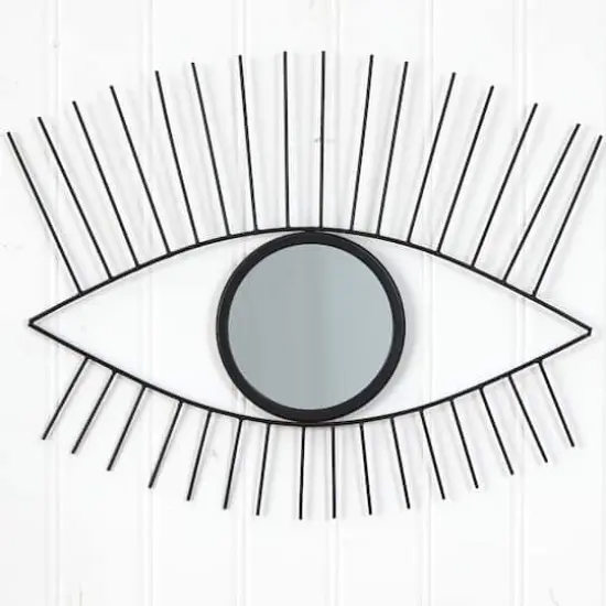 24" Black Metal Eye Wall Mirror {4}