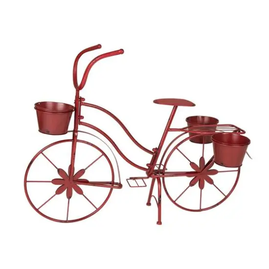Glitzhome&reg; 25.98" Red Metal Bicycle Planter {1}