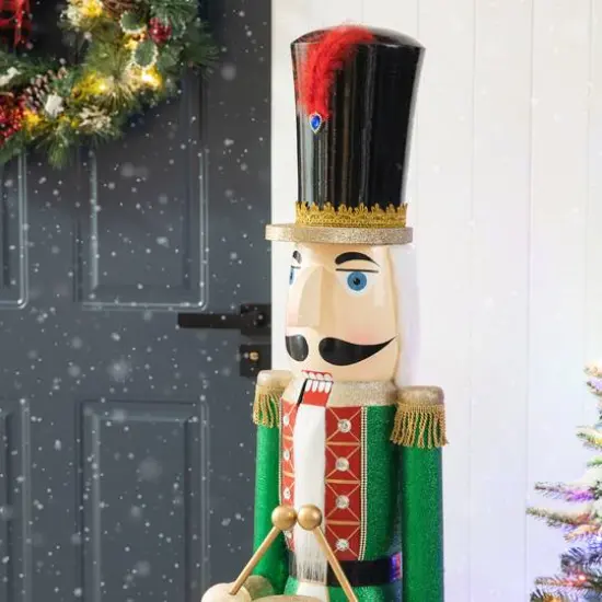 Glitzhome&reg; 54" Wooden Christmas Glitter Soldier Nutcracker {5}
