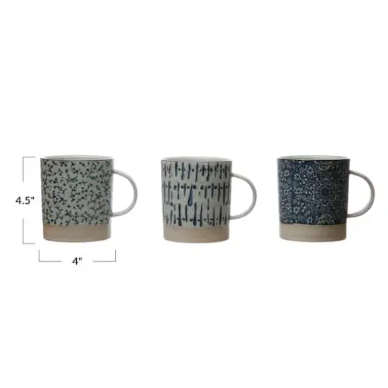 Hello Honey&reg; Blue & Cream Hand-Stamped Stoneware Mug Set {1}