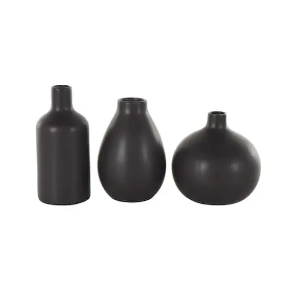 Black Minimal Ceramic Vase Set {8}