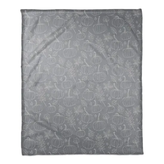 Autumn Pumpkins On Blue Coral Fleece Blanket {1}