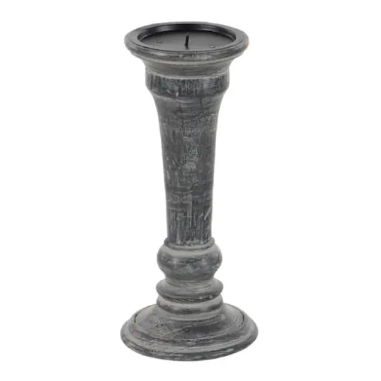 Black Mango Wood Traditional Candle Holder Set {3}