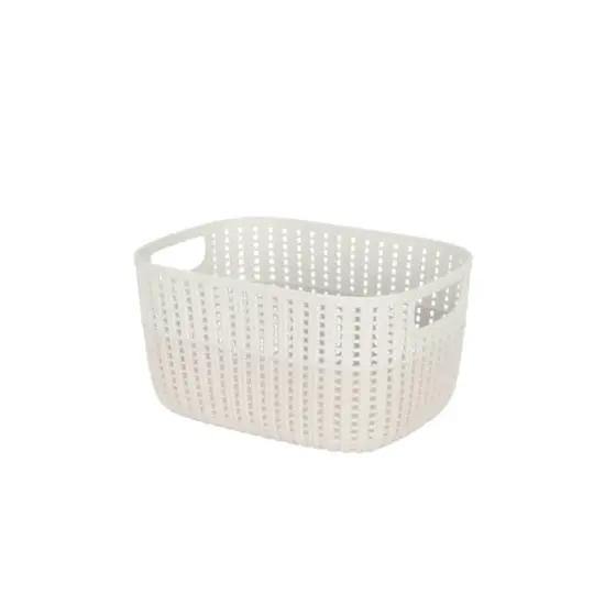 Simplify Medium Ivory 2-Tone Decorative Storage Basket {1}