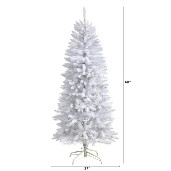 5ft. Unlit Slim White Artificial Christmas Tree {3}