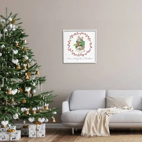 Stupell Industries Holly Jolly Christmas Mouse Framed Giclee Art White {3}