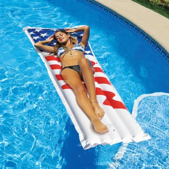 72" American Flag Inflatable Swimming Pool Air Mattress {3}