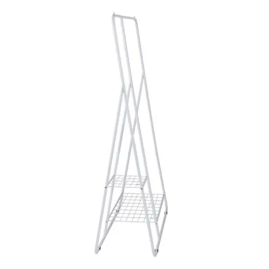 Honey Can Do White Clothing Rack with Shelves and Hanging Bar {11}