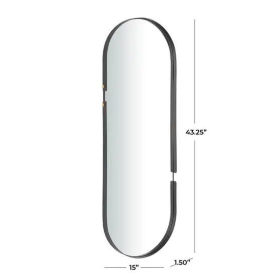 CosmoLiving by Cosmopolitan Black Metal Oval Wall Mirror 15" x 2" x 43" {6}