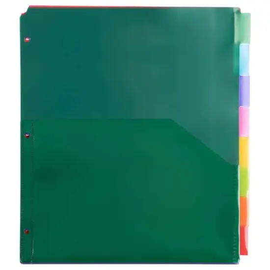 JAM Paper 9.75" x 11.5" 8-Tab Plastic Index Tab Dividers with Double Pockets  {3}