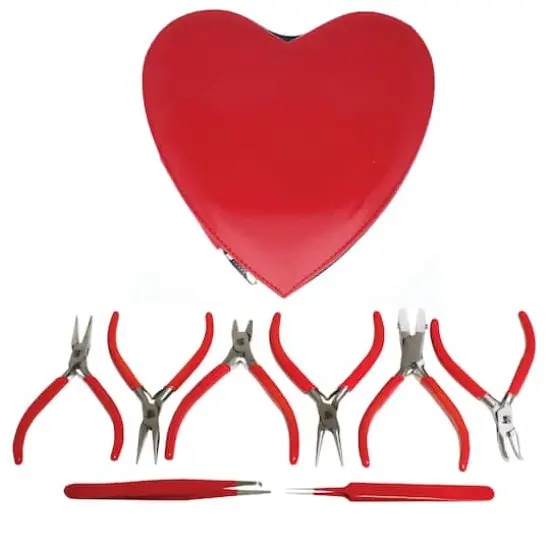 The Beadsmith&reg; 8 Piece Pliers Set in Heart Case {1}