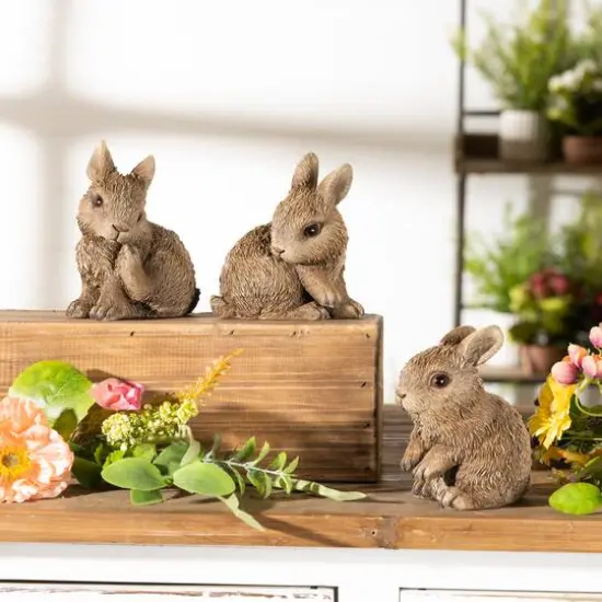 Mini Garden Bunny Rabbit Figurines Set {3}