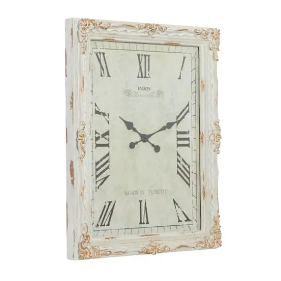 White Vintage Wood Wall Clock, 36" x 27" {3}