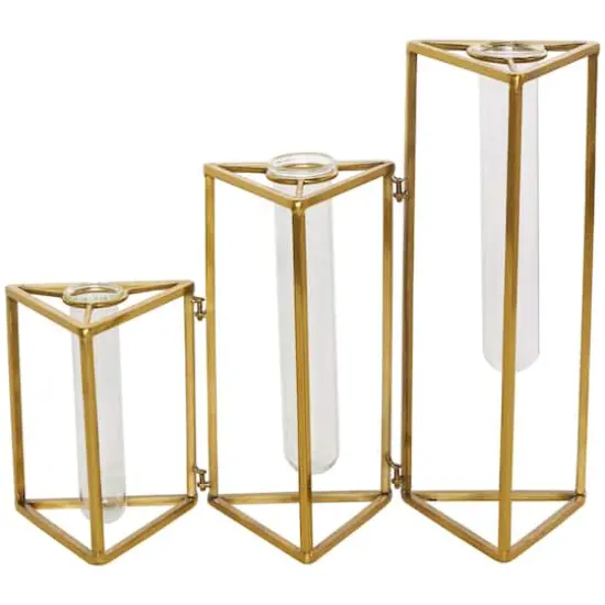 14.5" Gold Stainless Steel Test Tube Bud Vases {1}