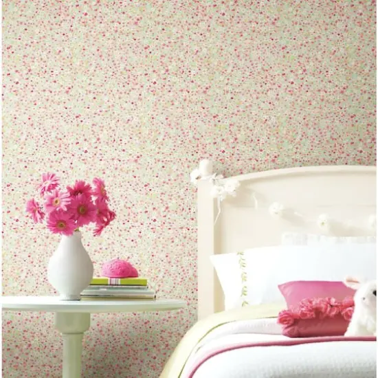 RoomMates Petite Floral Peel & Stick Wallpaper Green and Pink {7}