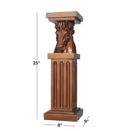 Brown Polystone Traditional Pedestal Table, 25" x 8" x 9" {8}