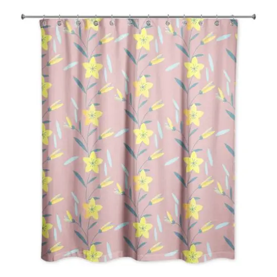 Spring Pattern Shower Curtain Pink {1}