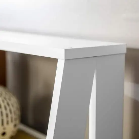 Walker Edison 55" White Modern Ladder Bookshelf {7}