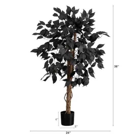 3ft. Artificial Halloween Black Ficus Tree with Natural Trunk {3}