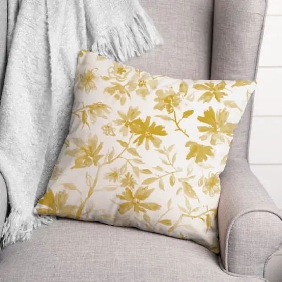 Delicate Floral Print Throw Pillow Yellow {3}