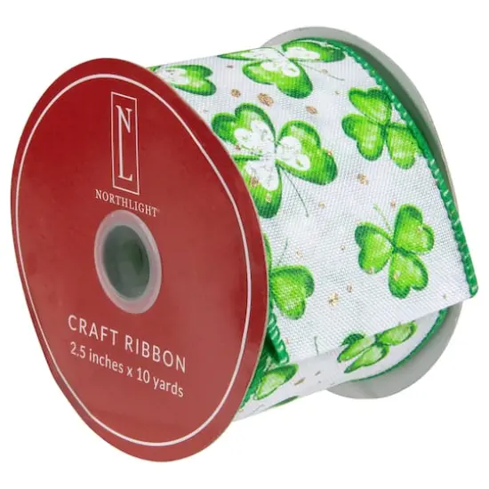 2.5" x 10yd. St. Patrick's Day Shamrock Wired Spring Craft Ribbon {4}