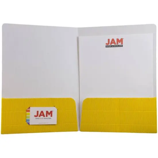 JAM Paper Corrugated Textured 2-Pocket Folders, 6ct. Yellow {5}