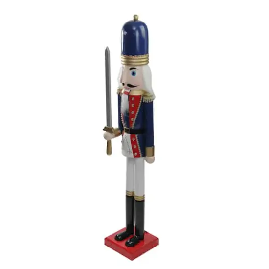 48.25'' Blue and White Christmas Nutcracker Soldier with Sword Decoration {3}