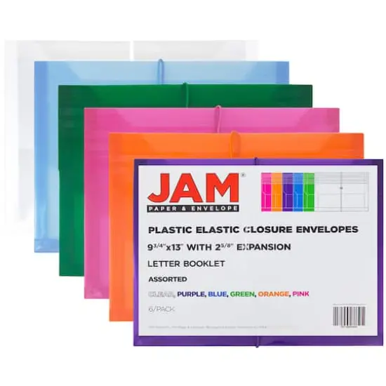 JAM Paper 9.75" x 13" Assorted Elastic Band Closure Envelopes, 6ct. {3}