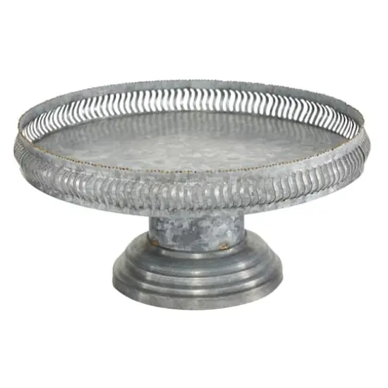 Set of 2 Grey Metal Farmhouse Cake Stand, 16", 12" {4}