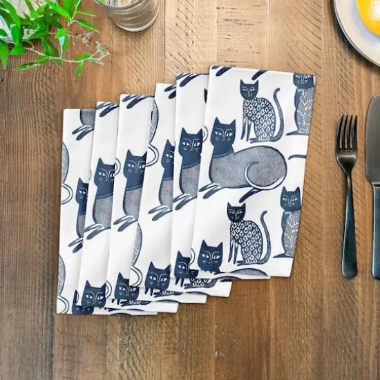 Blue Cat Pattern 10" x 10" Cotton Twill Napkin {4}