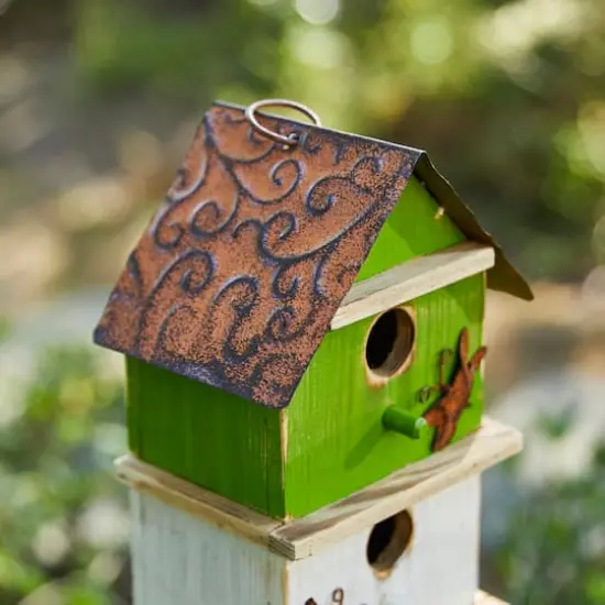 Glitzhome&reg; 13.75" 3-Tier Distressed Wood Birdhouse {4}