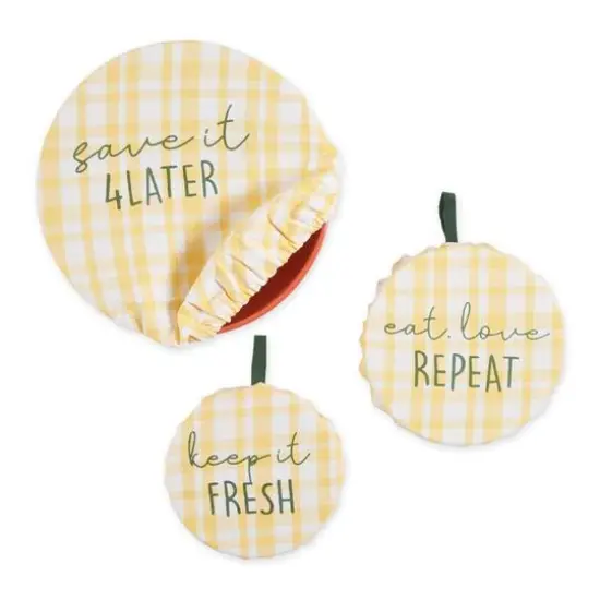 DII&reg; Keep It Fresh Reusable Dish Cover Set Plaid Yellow {5}