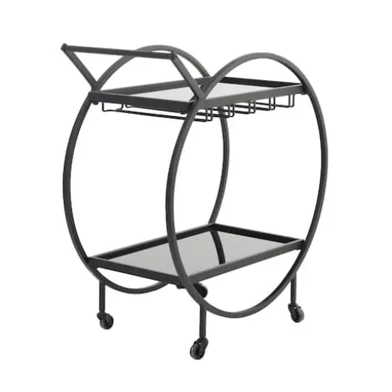 31" Metal Contemporary Bar Cart Black {4}