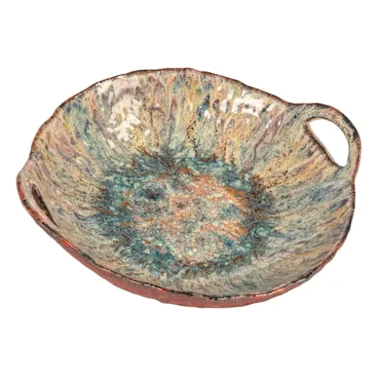 Hello Honey&reg; 10.75" Multicolor Round Stoneware Bowl with Handles {1}