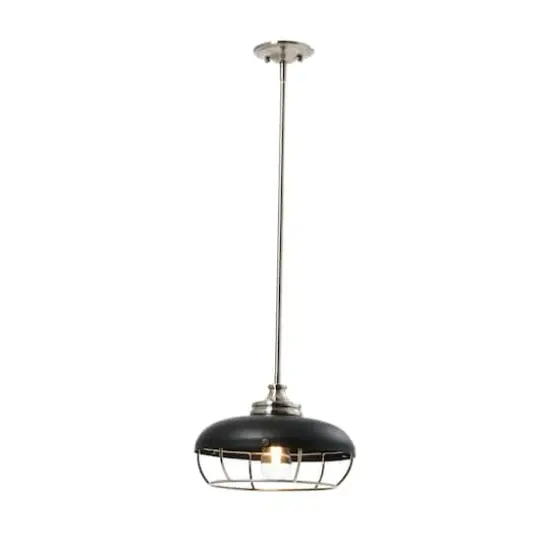 Hello Honey&reg; Robert Stevenson Lighting Presley Caged Dome Metal Ceiling Light Brushed Nickel/Matte Black {8}
