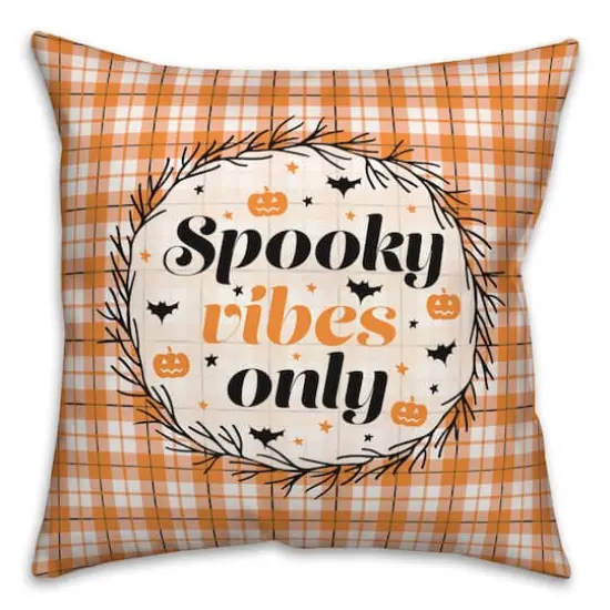 Spooky Vibes Only Plaid 18" x 18" Spun Poly Pillow {1}