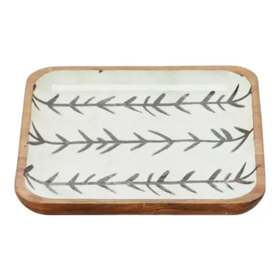 Hello Honey&reg; Square Enameled Acacia Wood Printed Trays Set {6}