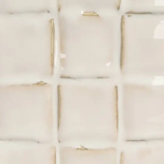 Hello Honey&reg; 6.25" White Debossed Woven Grid Patterned Stoneware Planter {8}