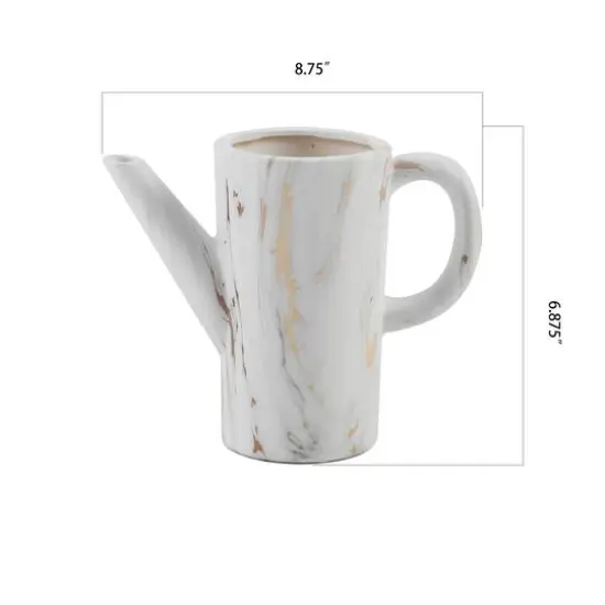 Flora Bunda 8.75" Gold Marble Ceramic Watering Can {3}