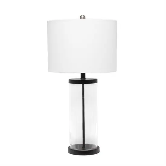 Lalia Home 27.5" Entrapped Glass Table Lamp with White Fabric Shade Black and White {1}