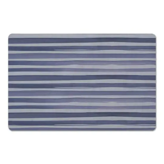 Watercolor Stripes Floor Mat Blue {1}