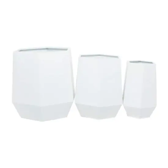 White Modern Planter, Set of 3" 20", 16", 10" {1}