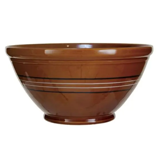 Hello Honey&reg; 6qt. Brown Reactive Glaze Stoneware Mixing Bowl with Black & White Lines {1}
