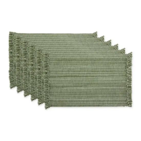 DII&reg; Variegated Fringe Cotton Placemats, 6ct. Artichoke Green {1}
