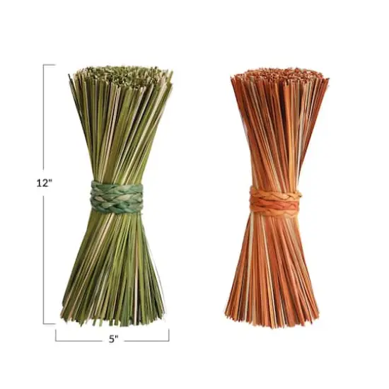 Hello Honey&reg; 12" Green & Orange Grass Bundle Set with Braided Seagrass Ties {4}