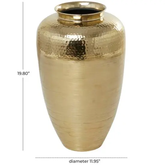 20" Gold Aluminum Brushed Vase with Hammered Top {6}